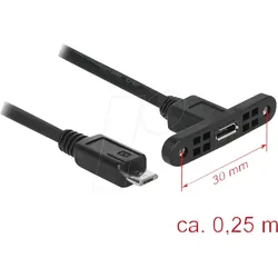 DELOCK 85245 - USB 2.0 kabel, Micro B Buchse auf Micro B Stecker, 0,25 m
