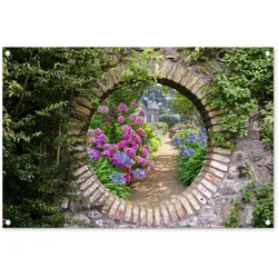 GARTENPOSTER Transparent - Blumen - Hortensie - Sommer Gartendeko 90x60 cm