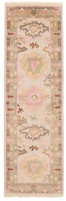 ECARPETGALLERY Hand-knotted Modern Oushak Light Grey Wool Rug - 2'4 x 7'9