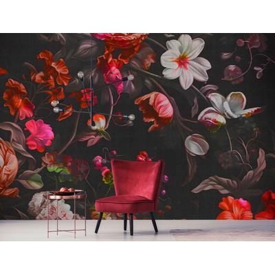Fototapete LIVING WALLS "Walls by Patel 5 Fototapete Blüten im Neon-Look", bunt (schwarz), B:4m H:0m L:2,7m, Vlies, Tapeten, Blüten im Neon-Look auf 200 g/m² Premium-Vlies