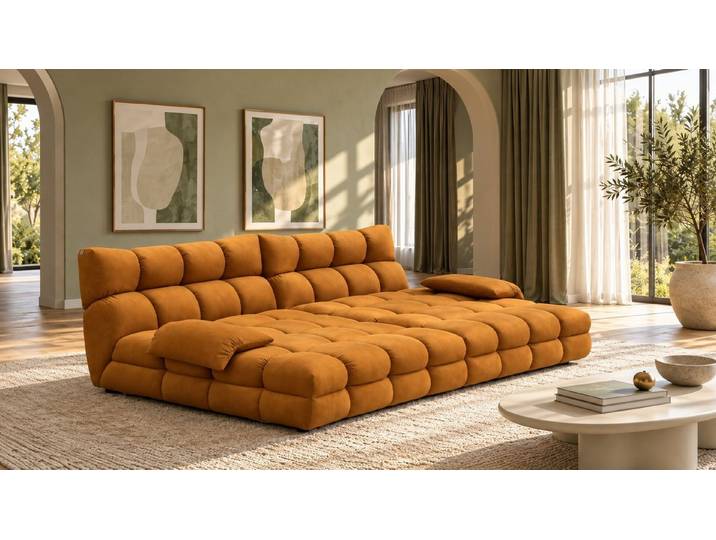KAWOLA Big-Sofa AMIA, Big Sofa Stoff cognac