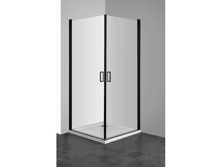Eckdusche WELLTIME Florenz 2.2 Black , schwarz, B:90cm H:190cm T:90cm, Duschkabinen, Eckdusche, Hebe-Senk-Mechanismus, barrierefrei einbaubar, mit Drehtüren