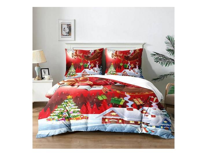 LuxusKollektion Kinderbettwäsche Weihnachts-Bettwäsche 3-tlg 140x200cm Rentier