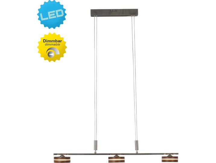 Näve LED 3er-Pendelleuchte - Material: Metall, Holz - Farbe: braun, satiniert; 6091614
