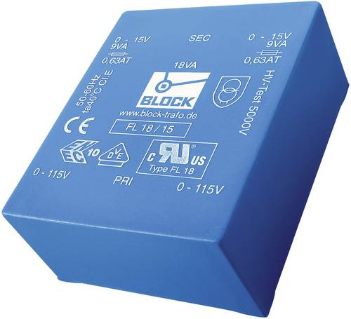 Block FL 30/12 Printtransformator 2 x 115V 2 x 12 V/AC 30 VA 1.25A