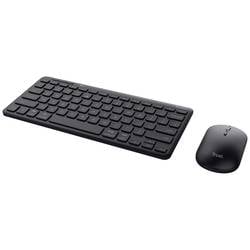 Trust Lyra WL Bluetooth®, Funk Tastatur, Maus-Set Wiederaufladbar, Geräuscharme Tasten, Spritzwassergeschützt, Multimediatasten Deutsch, QWERTZ Schwarz 24845