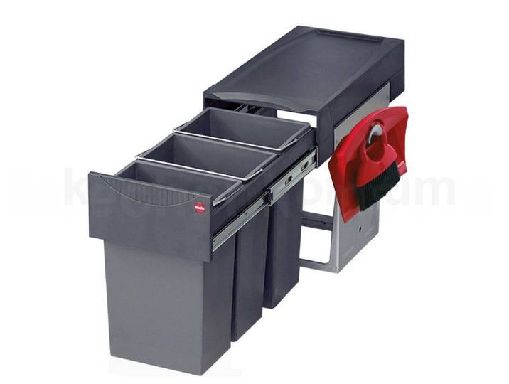 Hailo Einbaumülleimer Hailo Abfallsammler 3666133 TZ Swing Terzett 3x 10 Liter mit Kehrset, Hailo Abfallsammler 3666731 TZ Swing Terzett 3x 10 Liter mit Kehrset