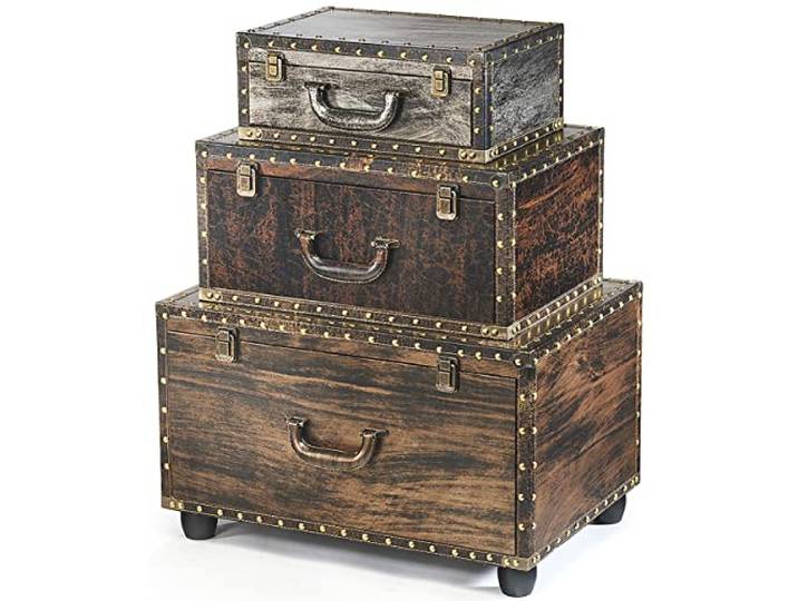 Kobolo Kommode Regal in Kofferoptik - Vacay - 3 Fächer - 58x40x74 cm