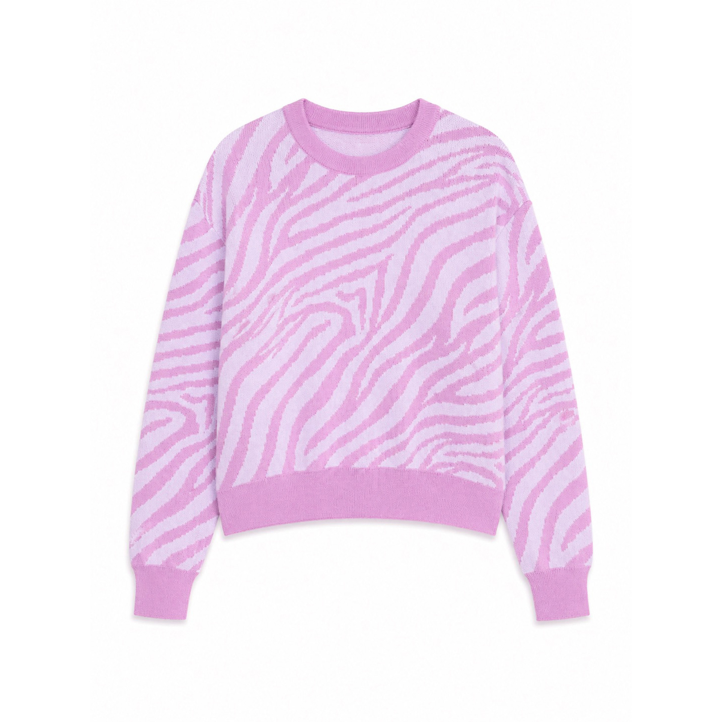 Mazine Zebra Jacquard Knit Damen Pullover rosa Größe L Lifestyle Hautfreundlich