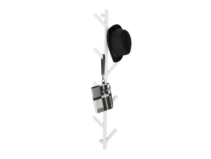 Relaxdays Wandgarderobe Weiß Stahl Baumform 8 Haken, Metall, 19.5x100.5x7 cm, Garderobe, Garderobenpaneele, Wandgarderobe