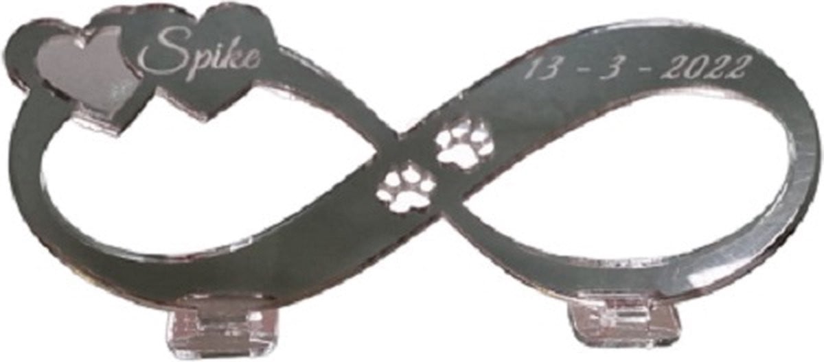 Gepersonaliseerde infinity hond decoratie voor op tafel - Zilver