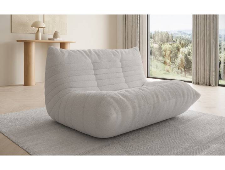 Designer 2 Sitzer Sofa Calmo in Teddy Bouclé - Braun - Bouclé - Luxusbetten24