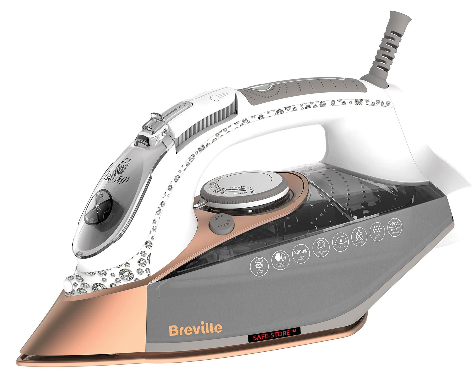 Breville DiamondXpress stoomstrijkijzer met 2800 W en multidirectionele diamant-keramische zool