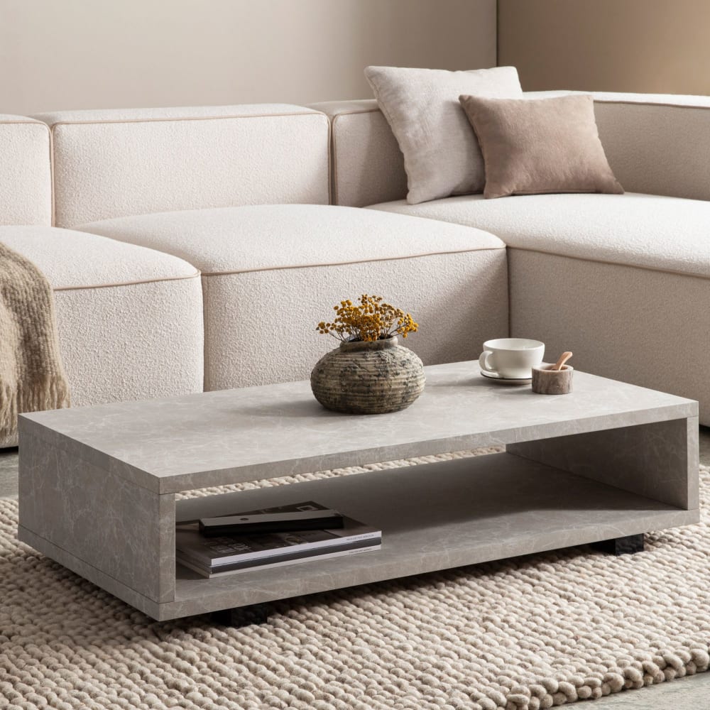 FineBuy Table basse en mdf, sable Beige 100x25x50cm