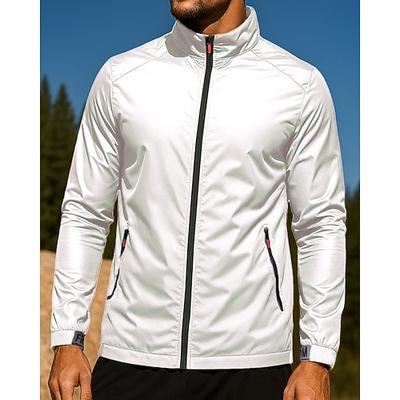 Herren Einfarbig Outdoorjacke Tasche Langarm Oberteil Athleisure Herbst Sonnenschutz Leicht Training Outdoor Laufen Sportbekleidung Sportkleidung Weiß Blau Grau