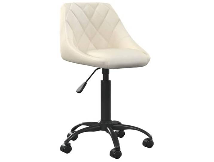 Coespram Esszimmerstuhl Creme Samt Höhenverstellbar Drehstuhl mit Rollen Stufenlos höhenverstellbarer Polsterstuhl für Home Office, Küche und Schlafzimmer. Stabiles Stahlgestell bis 110 kg.