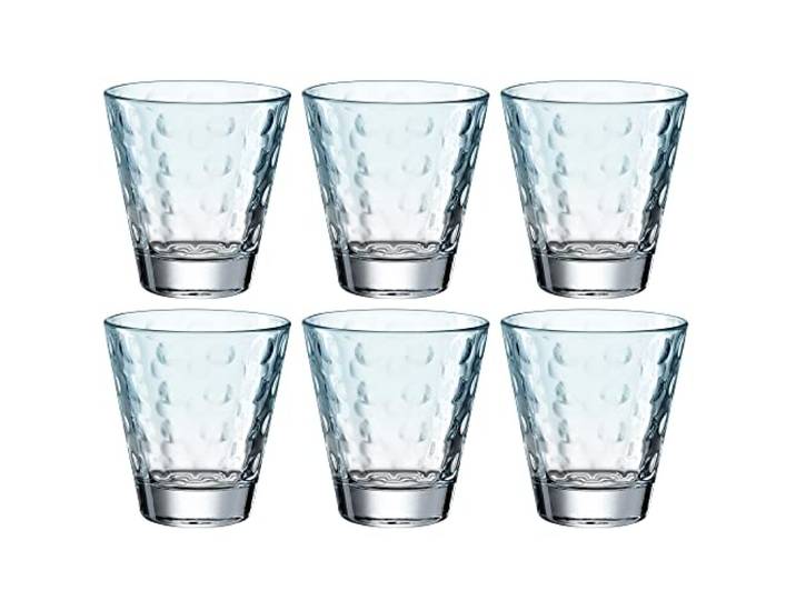 Leonardo Optic Trink-Gläser 6er Set, spülmaschinenfeste Wasser-Gläser, bunte Trink-Becher aus Glas, Getränke-Set, mint, 215 ml, 025895