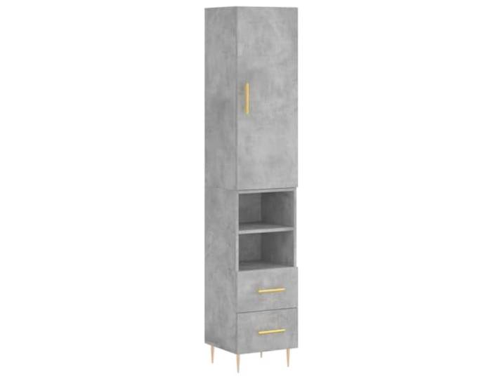 Highboard Betongrau 34,5x34x180 cm Holzwerkstoff mit Metallfüßen Stauraumschrank, elegante Betongrau-Optik, robuste Konstruktion, pflegeleichte Oberfläche, vielseitig nutzbar