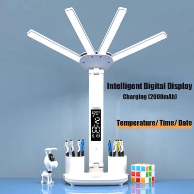 Friendly Fresh Finds Multifunction Desk Lamp With Fan And Clock Foldable USB Rechargeable LED Desk Lamp clock Charging
