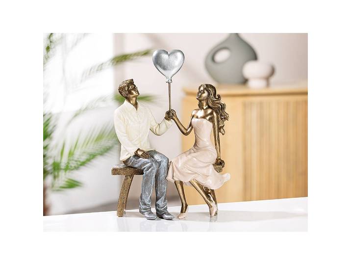 Objet déco Couple sur Banc 17 x 25 x 8cm Argenté