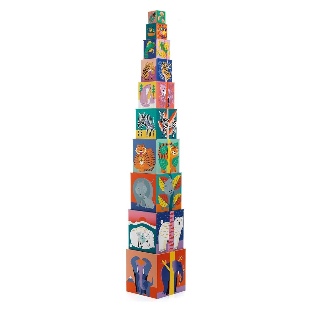 Djeco Pyramide Wildtiere (10 Würfel) (DJ08511)