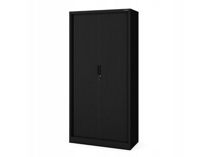 Armoire de bureau DAMIAN portes coulissantes 4 étagères réglables noire