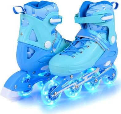 Costway 4-Size Adjustable Light-Up Kids Inline Skates for Kids Ages 9-14-Blue