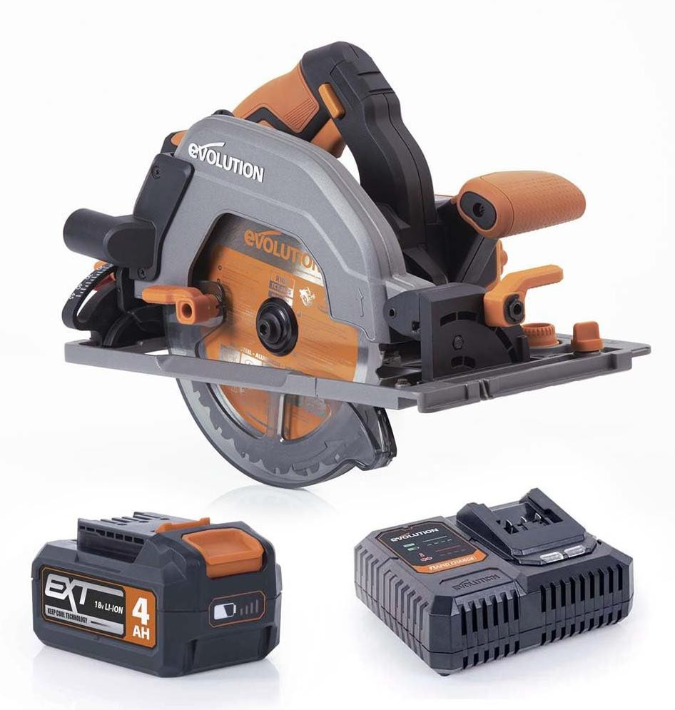 Evolution Power Tools R185CCSX-Li borstelloze accucirkelzaag met geleidingsrail