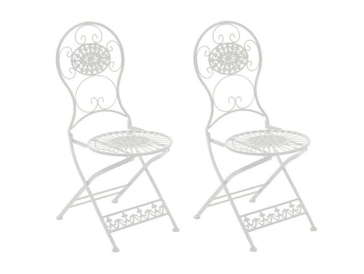 CLP Gartenklappstuhl 2er Set Metall Weiß, 43x91.5x50 cm, Gartenmöbel, Gartenstühle, Gartenklappstuhl