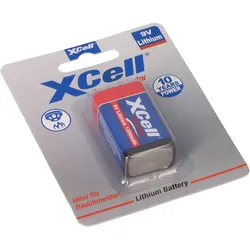XCell X9V-B Lithium 9V Block Batterie 1200mAh im Blister - passend für Rauchmelder & Sicherheitstechnik