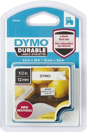 Dymo 1978364 Fita preta sobre branco 12mm