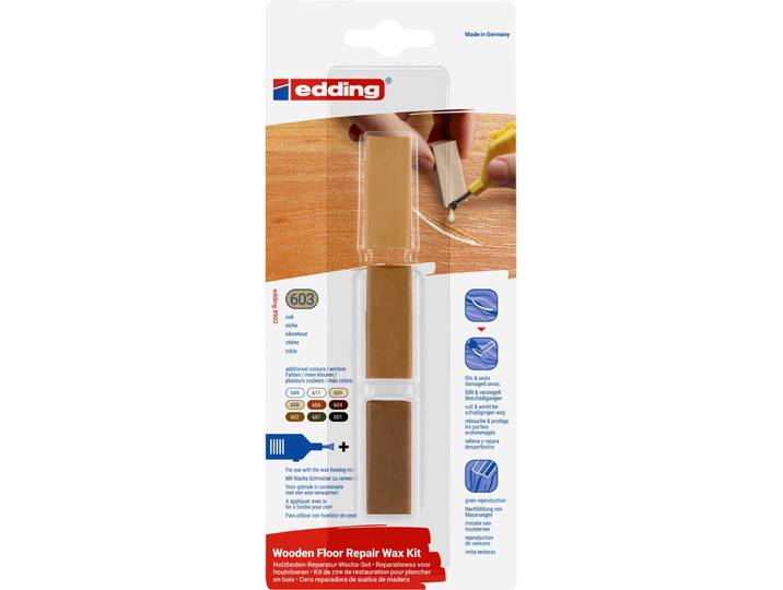 edding 8902 reparatiewas voor houtvloeren - kleur: eikenhout - herstelt kleine mankementen\, krassen & butsen