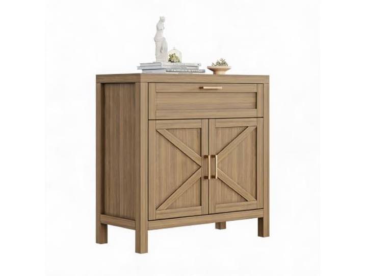 Zstar Sideboard 2 Türen Anrichte Landhaus verstellbarer Boden Walnuss Moderner Buffet Schrank mit viel Stauraum für Wohnzimmer und Flur – ideal als Aufbewahrungsschrank
