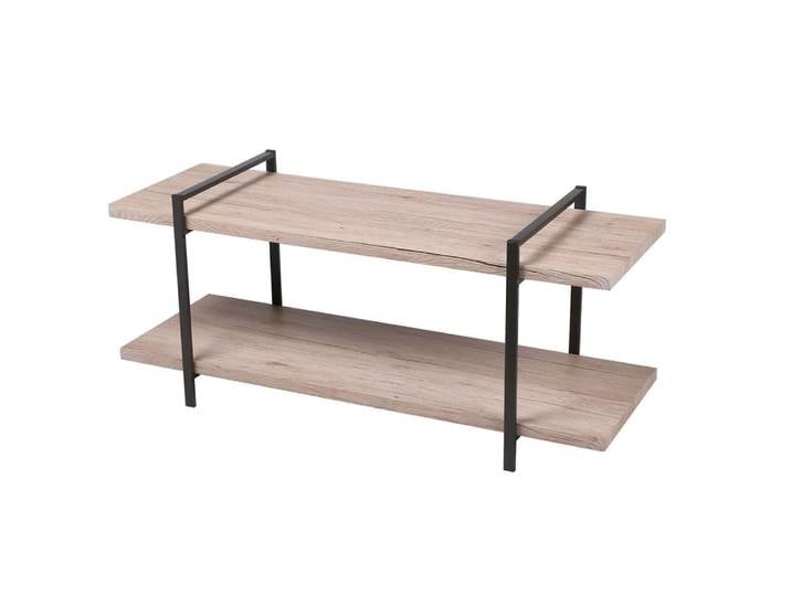 Meuble de télévision bois MDF et métal noir 2 étages