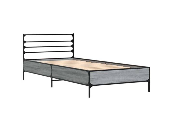 KTHLBRH Sonoma Bettgestell, grau, 80 x 200 cm Technisches Holz, feste Latten, 140 kg Tragkraft, modernes Design