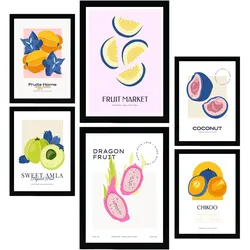 POSTER Set Mit 6 Lebensmittel Und Ernährungs Seltene Früchte A3 & A4 Rahmenlos