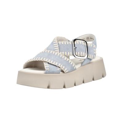 Plateausandaletten GABOR "Gabor Sandalen Leder", Damen, Gr. 37,5, blau (sky), Leder, Schuhe