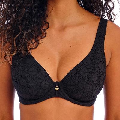 Nomad Nights Underwire High Apex Bikini Top by Freya Swim in Black (Size 36 E)
