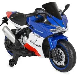 Moni Kinder Elektromotorrad Surfer Stützräder Fußstütze Bluetooth MP3-Ausgang blau
