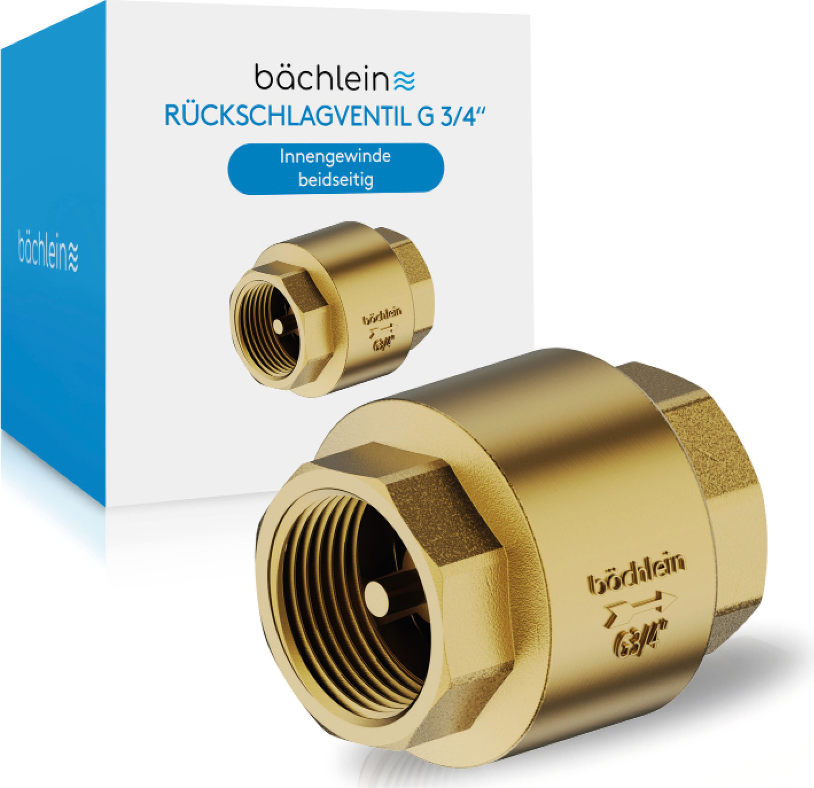 Bächlein universeel terugslagventiel van messing met G 3/4 inch binnendraad