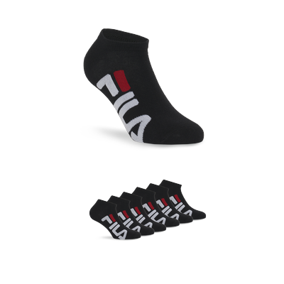 Socken FILA "UNISEX INVISIBLE SOCKS", Herren, Gr. 39-42, schwarz, Baumwollmischung, unifarben mit Farbeinsatz, normal, Socken Socken, großer Markenschriftzug seitlich