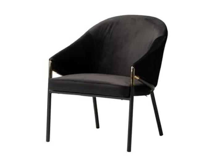 Adda Home Stuhl, Metall/MDF/Samt, Schwarz/Gold, 64X69X78 cm