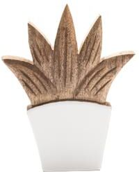 IH Casa Decor Mango Wood Enamel-Coated Décor Aloe W/Vase - Set of 2