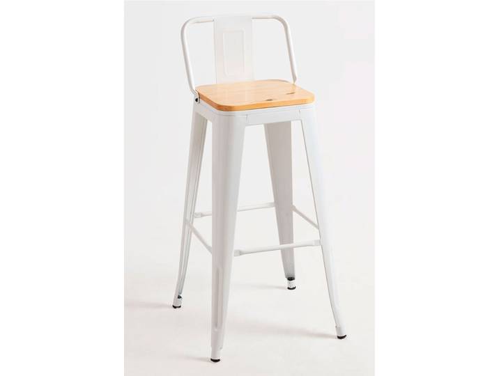6er Set Torix Naturholz Rückenlehne Hocker 95 cm - Weiß