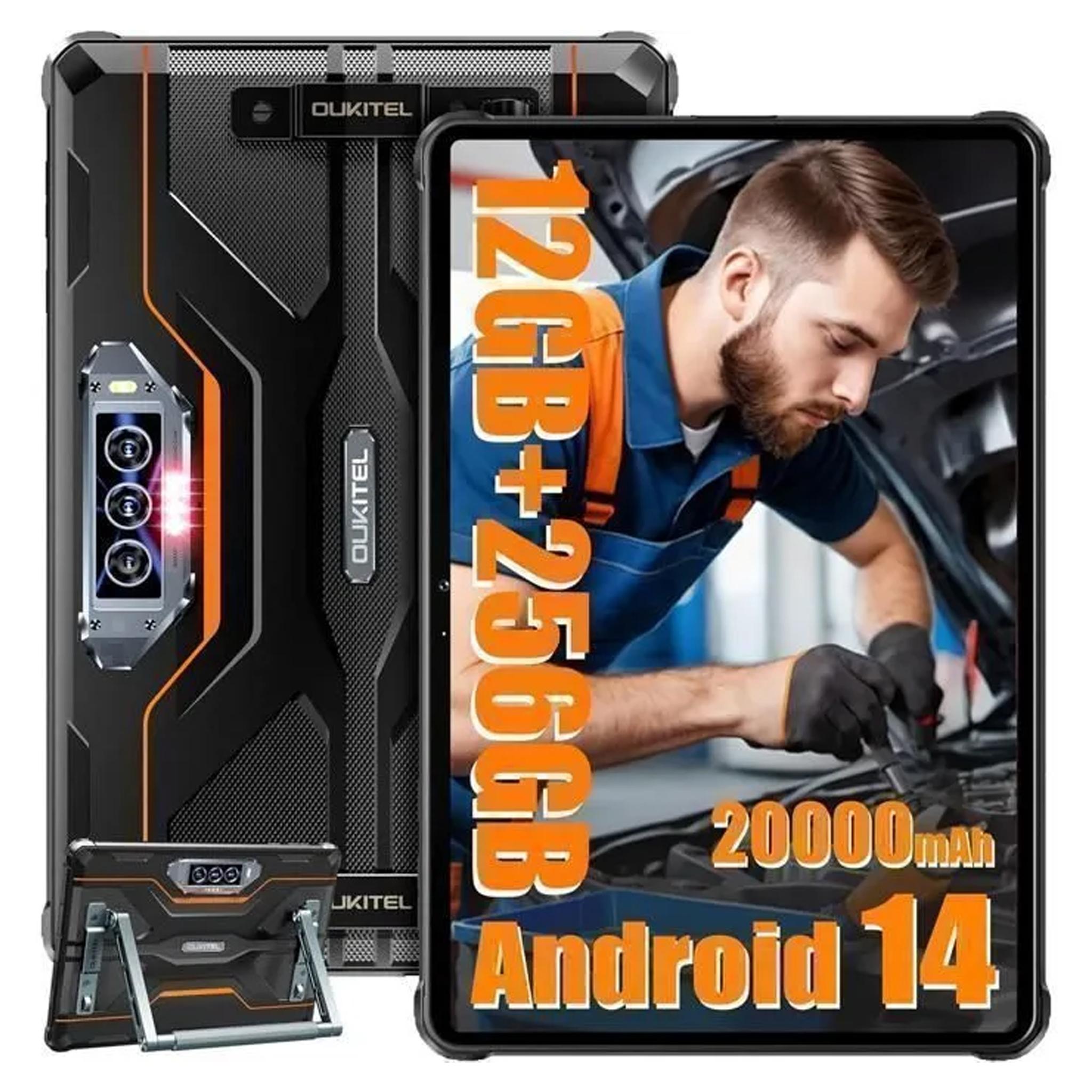 OUKITEL RT8 Outdoor Tablet 11 Zoll - 12GB+256GB Helio G99 - 20000mAh 48MP+32MP Baustellen Tablet PC Android 14 IP68/IP69K GPS - Orange