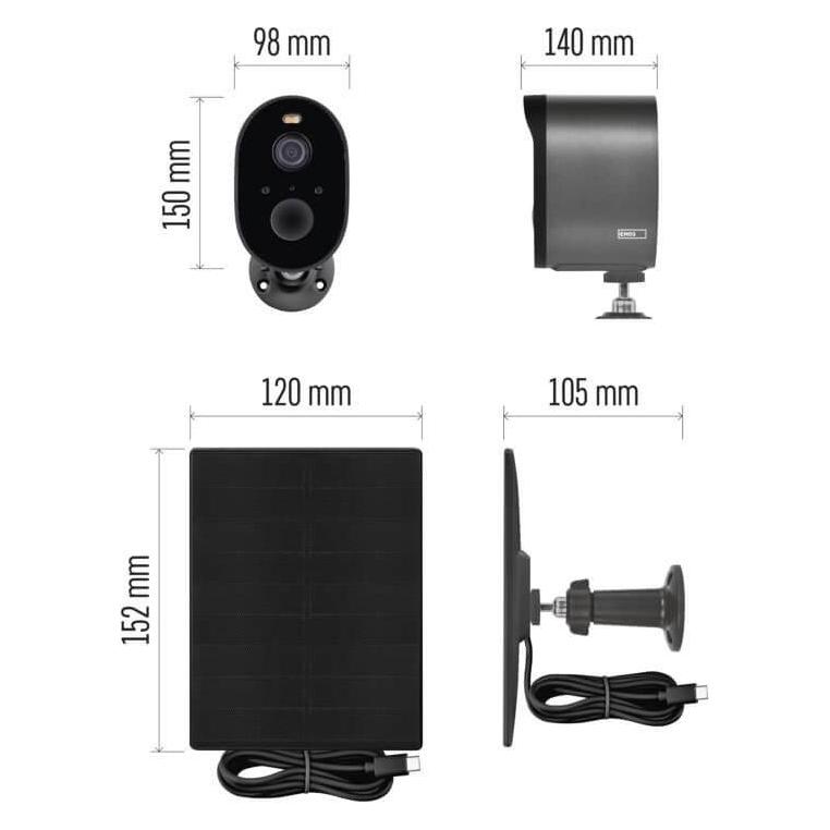 Emos IP-Kamera GoSmart IP-1150G SNAP Solarpanel Akku H4173 (2880 x 1620 Pixels) (77912572)