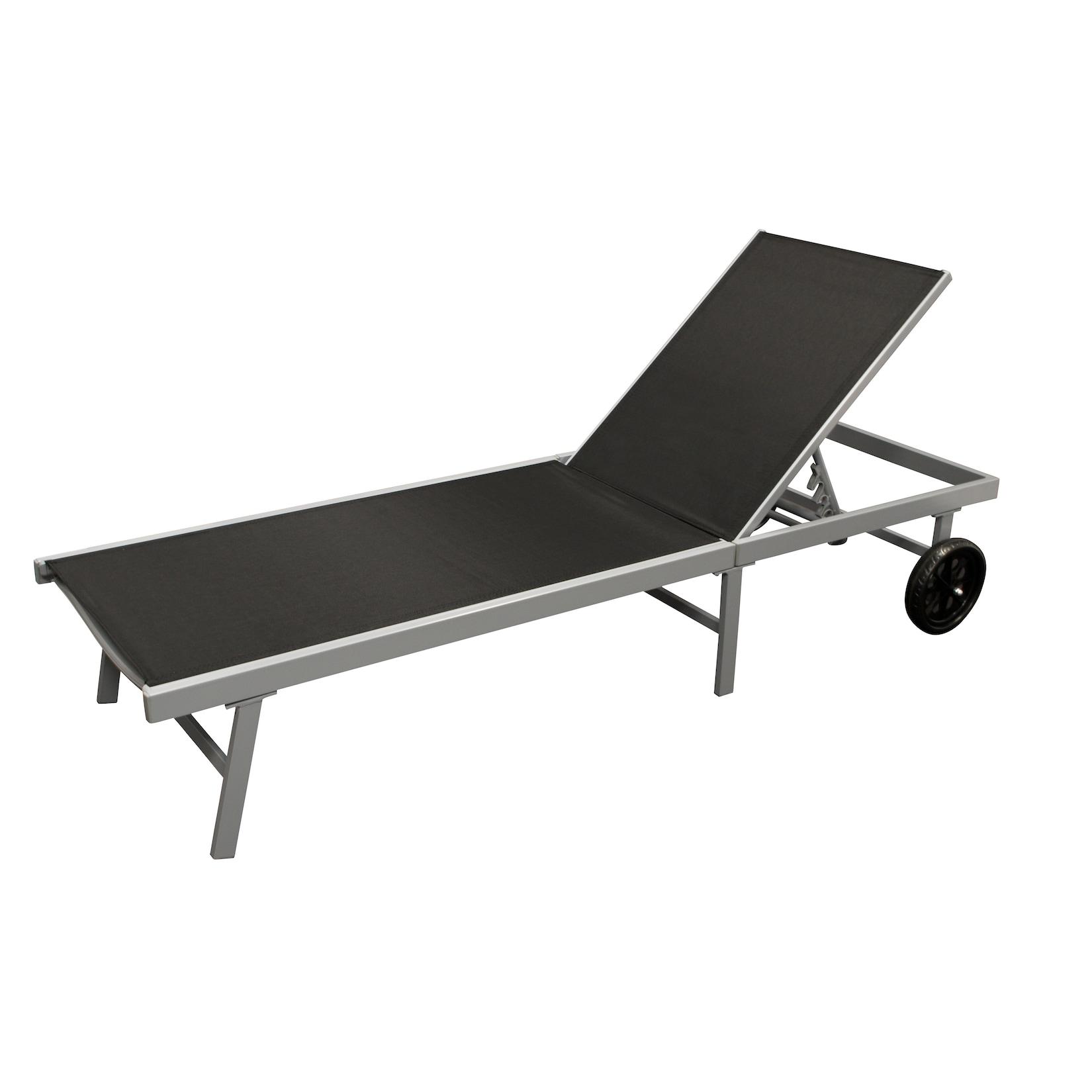 Rollenliege OSTIA, Aluminium silber + Textilgewebe schwarz, 200cm