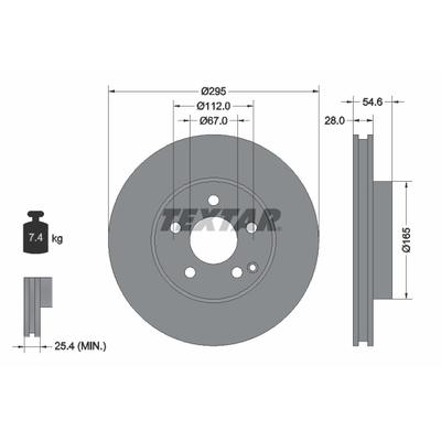 TEXTAR Bremsscheibe PRO+ 92115105 295mm 28mm für Mercedes