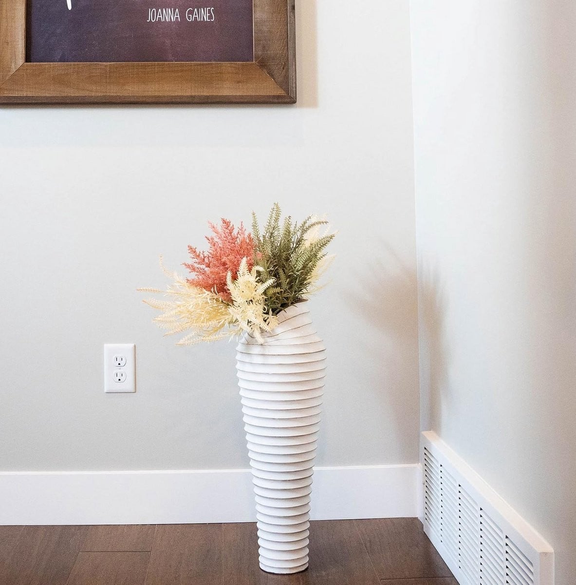 Extra Grote Decoratieve Vloervaas Wit, Hoogte: 58 cm