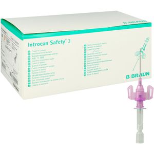 B.Braun Kanülen Introcan Safety 3 PUR, 50 Stück, 20G x 1,0 Zoll, pink, sterile Verweilkanüle